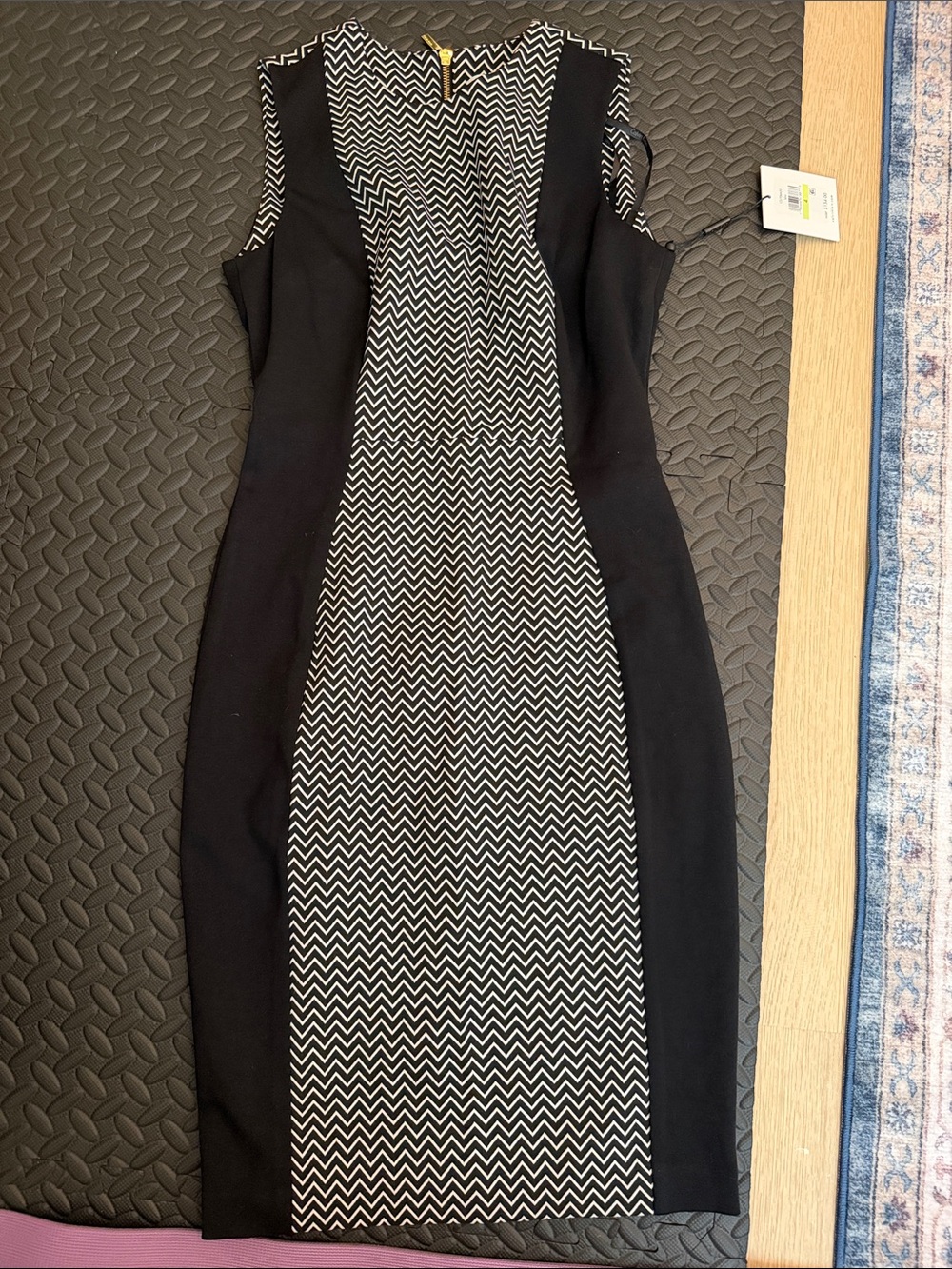 Calvin Klein Black and White Zigzag Sheath Dress